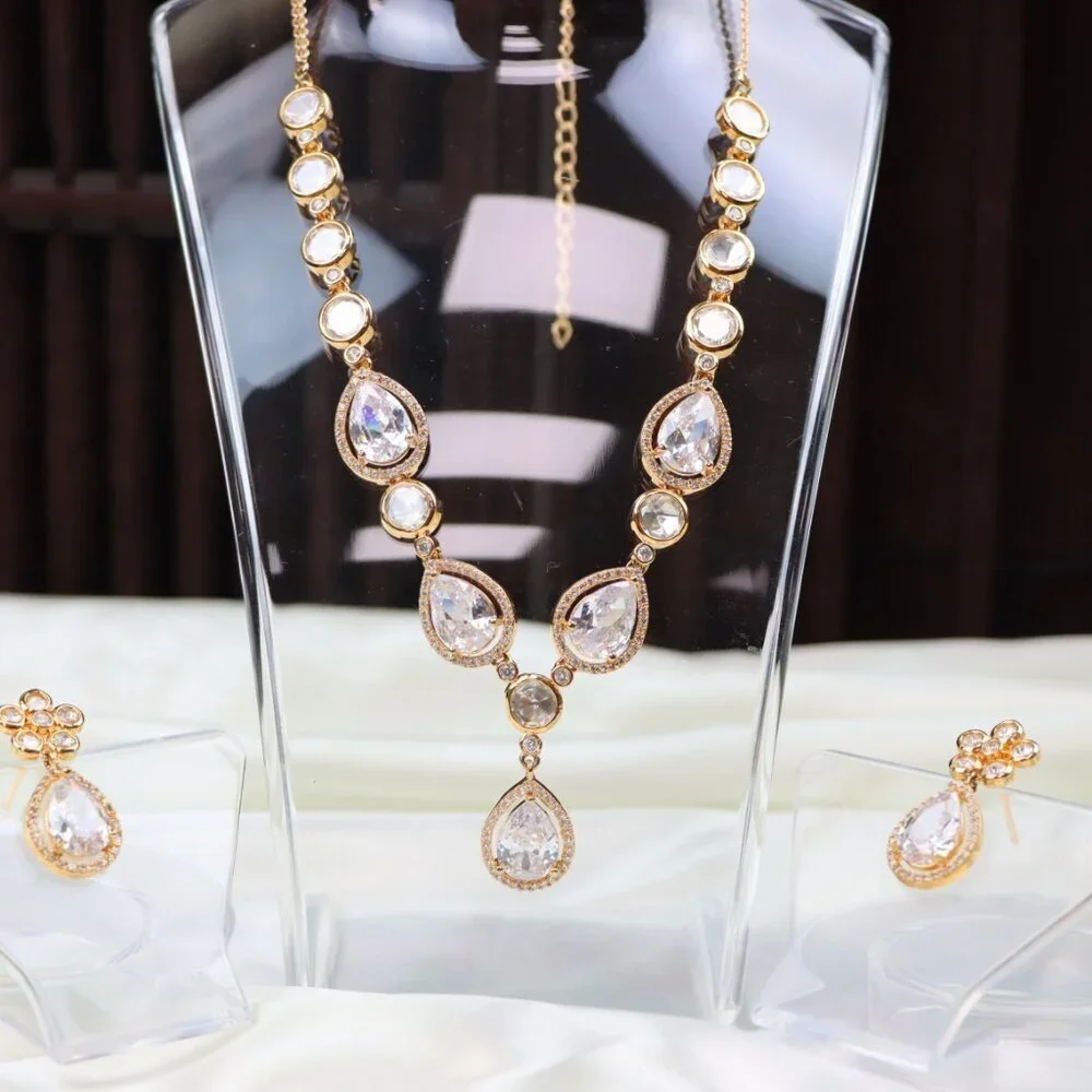 Elegant Teardrop Necklace & Earrings Set , JP29